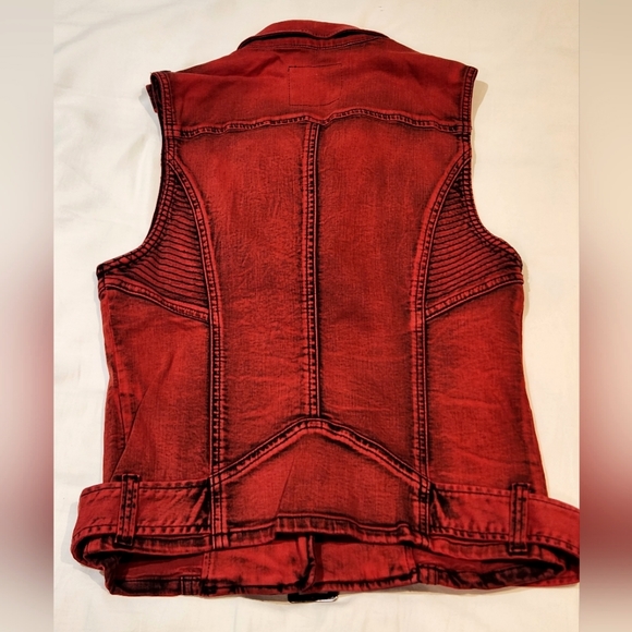 BUCKAROO Rare Vintage Denim Vest Red Men/ Women Size S/M - Picture 2 of 4